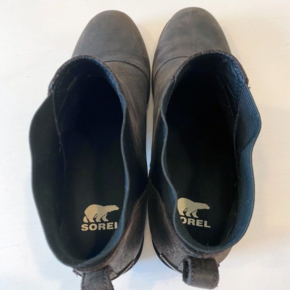 Sorel‎ Women's Braun Leather Cate Block Heel Ankle Casual Chelsea Booties Size 9 - Picture 9 of 10